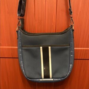 HAUTE SHORE Blue and Black Crossbody Bag with Adjustable Strap